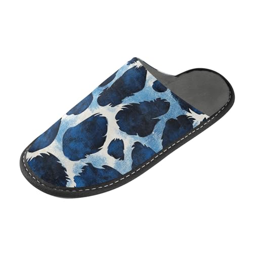 tplaotee Warme Hausschuhe für Damen, Leopardenmuster, mit Memory-Schaum, für Haus, Schlafzimmer, Blau, Blauer Leopardenmuster, 37.5/38 EU von tplaotee