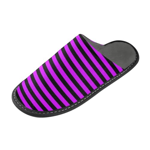 tplaotee Warme Hausschuhe für Damen, mit Memory-Schaum, für Haus, Schlafzimmer, Violett / Schwarz, Violette schwarze Streifen, 38.5/39 EU von tplaotee