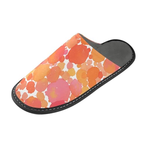 tplaotee Wasserfarben-Slipper für Damen, abstrakte orangefarbene Blasen, Hausschuhe für Damen, Innenbereich, mit Memory-Schaum, für Haus, Schlafzimmer von tplaotee