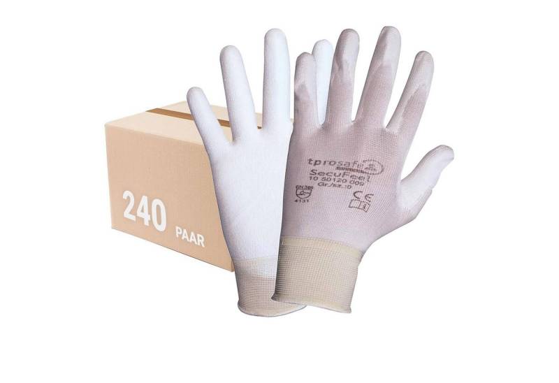 tprosafe Nitril-Handschuhe SecuFeel white PU-Arbeitsschutzhandschuhe, Handschuhe - 240x (Spar-Set) von tprosafe