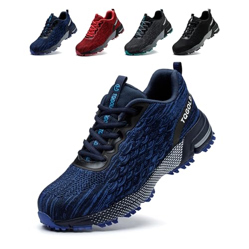 tqgold Arbeitsschuhe Herren Sicherheitsschuhe Damen Leicht Stahlkappenschuhe rutschfest Atmungsaktiv Schutzschuhe Sneaker Sportlich Industrie Stahlkappen Schuhe(Blau,39EU) von tqgold