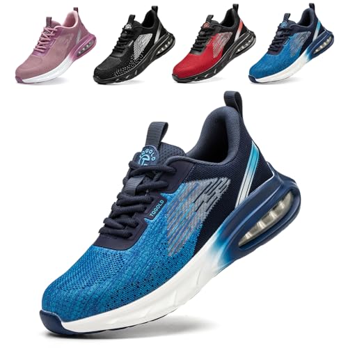tqgold Sicherheitsschuhe Herren Arbeitsschuhe Damen Stahlkappenschuhe Leicht Atmungsaktiv Schutzschuhe rutschfest Sportlich Industrie Schuhe(8196 Blau,46EU) von tqgold