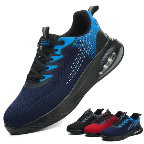 tqgold Sicherheitsschuhe Herren Damen Arbeitsschuhe Leicht Sportlich Stahlkappenschuhe rutschfest Schutzschuhe mit Stahlkappe Atmungsaktive Arbeitsturnschuhe (Blau,39EU) von tqgold