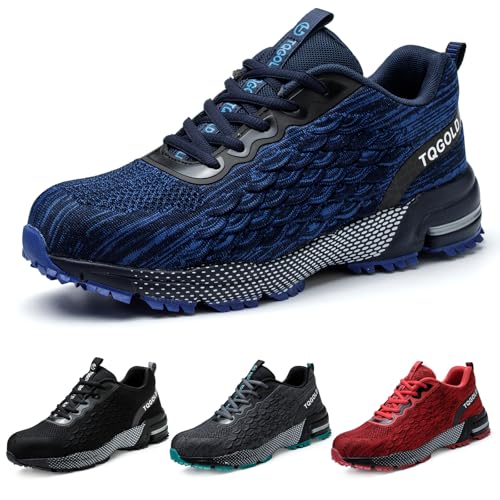 tqgold Sicherheitsschuhe Herren Damen Arbeitsschuhe Leicht Sportlich Stahlkappenschuhe rutschfest Schutzschuhe mit Stahlkappe Atmungsaktive Arbeitsturnschuhe (Größe 41EU/Blau) von tqgold
