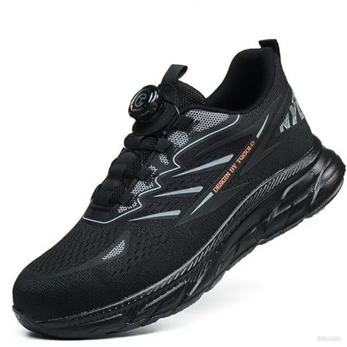 tqgold Sicherheitsschuhe Herren Damen Stahlkappenschuhe Leicht Arbeitsschuhe Sportlich Drehverschluss & Schnürsenkel Anti-Stoß Anti-Durchstich Arbeitsschuhe（8596 Schwarz，40 ） von tqgold