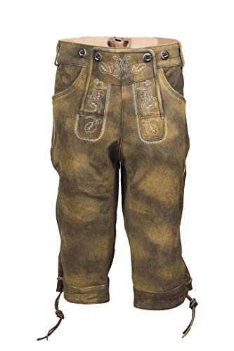 Trachten Lederhose aus echtem Leder Antik Dunkelbraun Kniebundhose Größe 46 48 50 52 54 56 58 60 (56) von trachenlederhosen24