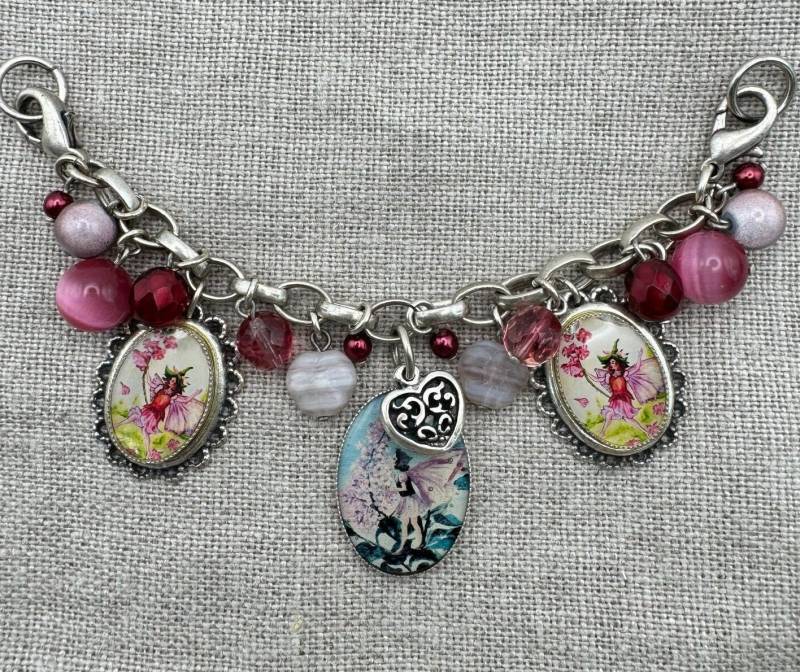 Kinder Charivari Dirndlkette 13 cm Elfe Feen Herz Perlen Altsilber Dirndlschmuck Oktoberfest von trachtenleni