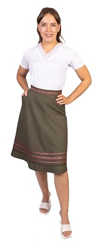 Trachtl - Anna-Marie Trachtenrock mit Eingrifftaschen Dirndl Oktoberfest Faltenrock Röcke in 6 Farben gr. 34-44 (44) (Khaki) von Trachtl.de