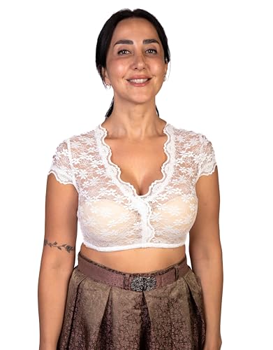 Trachtl - Cindy Dirndl Bluse Damen,Dirndlbluse Spitze,Dirndl Bluse, Dirndlblusen,Dirndlbluse Hat Einen Eleganten V-Ausschnitt gr. 34-44 (48) von Trachtl.de