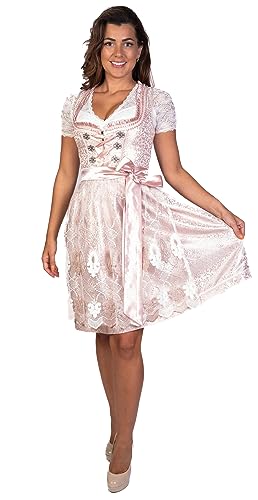 trachtl Emely Dirndl Trachtenkleid Damen 2:TLG Set Dirndlkleid und Schürze in 6 farben (40, Rosa) von trachtl