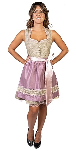 trachtl Tanja Dirndl Trachtenkleid Damen 2 TLG. in 4 Farben Oktoberfest ärmellos Herz Ausschnitt 34, Khaki von trachtl