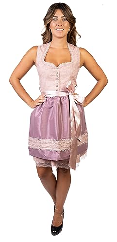 trachtl Tanja Dirndl Trachtenkleid Damen 2 TLG. in 4 Farben Oktoberfest ärmellos Herz Ausschnitt 36, rosa von trachtl