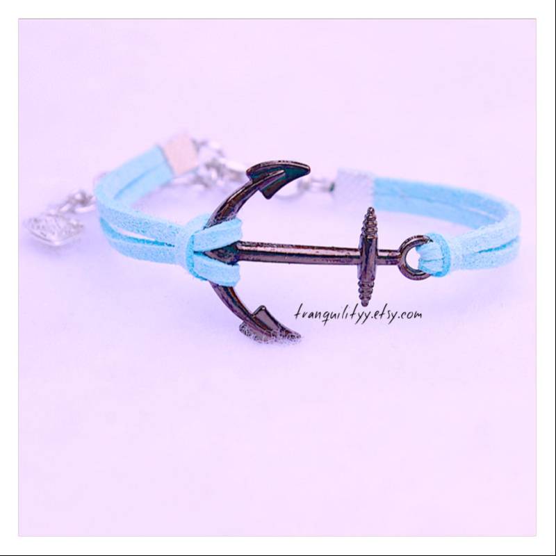 Anker Armband Aus Wildlederimitat Gunmetal Nautical Jewelry von tranquilityy