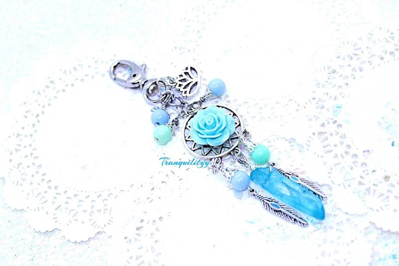 Engel Aura Kristall Blauer Traumfänger Charm, Handgemacht von tranquilityy