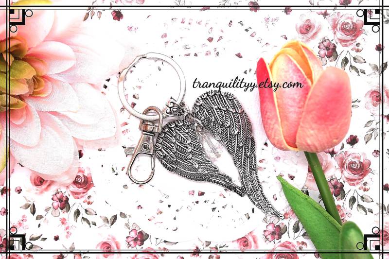 Engelsflügel Kristallschlüsselring Wächter Feder Schlüsselbund Engelsflügel Kristallschlüsselring Wächter Feder Schlüsselbund von tranquilityy