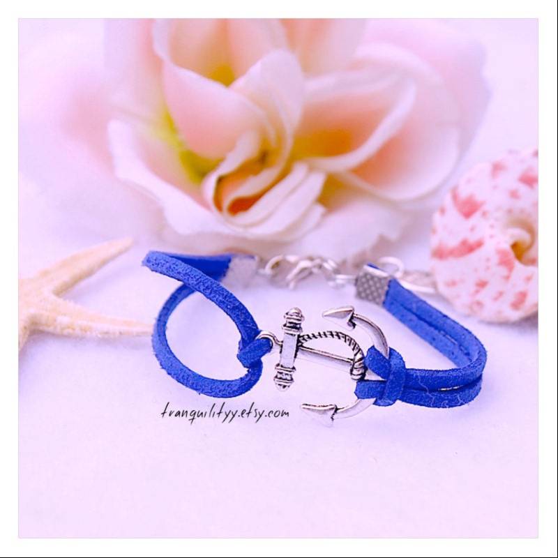 Handgemacht Silber Anker Armband Aus Wildlederimitat Handgemacht Silber Anker Armband Aus Wildlederimitat von tranquilityy