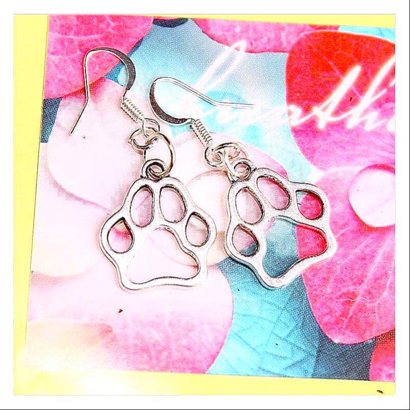 Hundepfoten Ohrringe 925 Silber Haken, Tier Schmuck Hundepfoten Ohrringe 925 Silber Haken, Tier Schmuck von tranquilityy