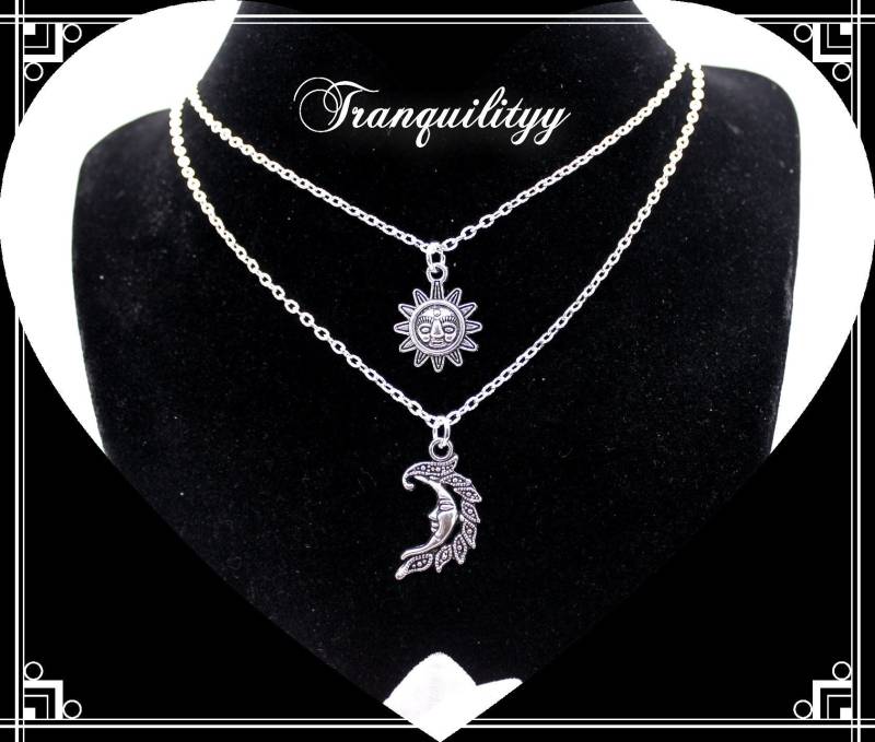 Layered Kette Sonne Mond Anhänger, Zen Schmuck Layered Kette Sonne Mond Anhänger, Zen Schmuck von tranquilityy