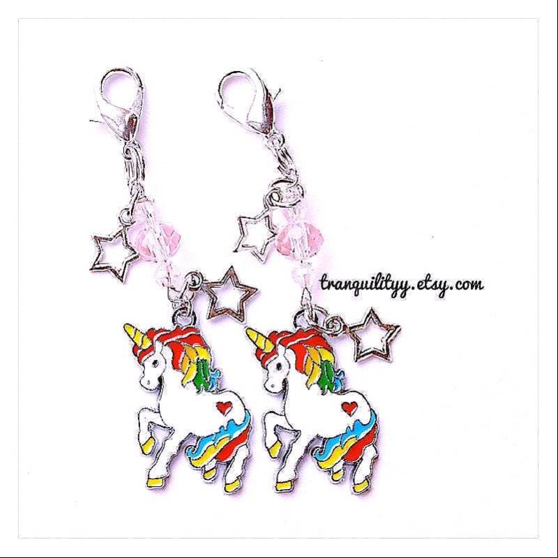 Pastell Einhorn Taschen Anhänger Rosa Kristall & Stern, Handgemacht Pastell Einhorn Taschen Anhänger Rosa Kristall & Stern, Handgemacht von tranquilityy