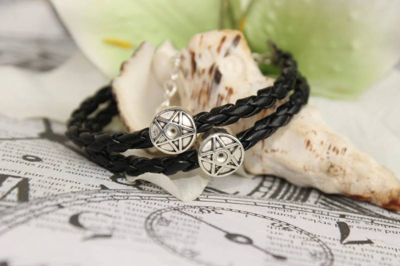 Pentagramm Armband Unisex Schwarz Geflochtenes Kunstleder Einstellbar Schnur Pentagramm Armband Unisex Schwarz Geflochtenes Kunstleder Einstellbar Schnur von tranquilityy