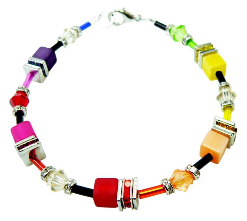 traumschmuck Armband 500i-a Armband Würfel, Cube Cat Eye Polaris Multicolor Kristallglas (incl. Schmuckbox), handgefertigt, Made in Germany von traumschmuck