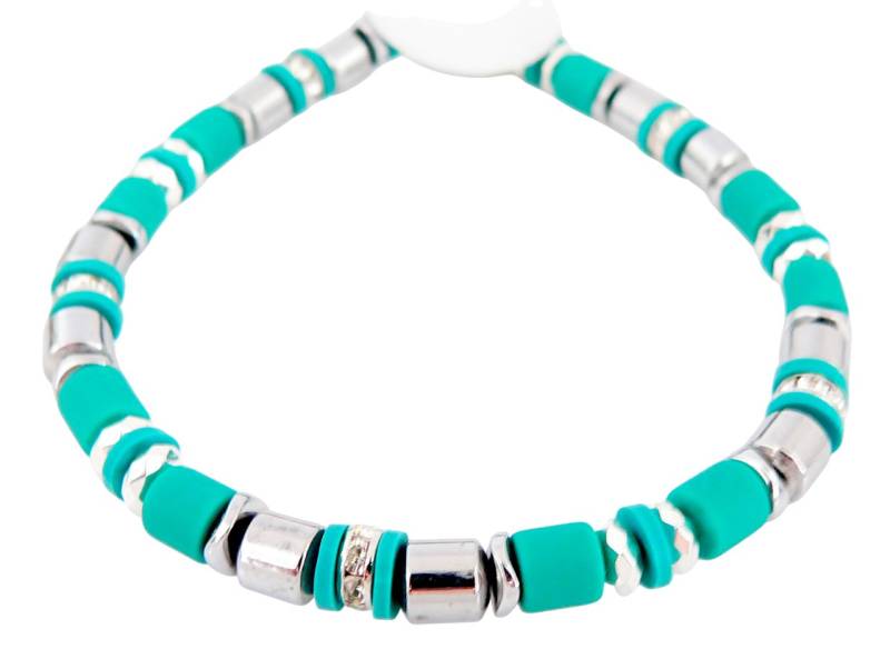traumschmuck Armband 605barm Armband Clay Walzen Grün Hämatit silberfarben Strass (incl. Schmuckbox, incl. Schmuckbox), handgefertigt, Made in Germany von traumschmuck