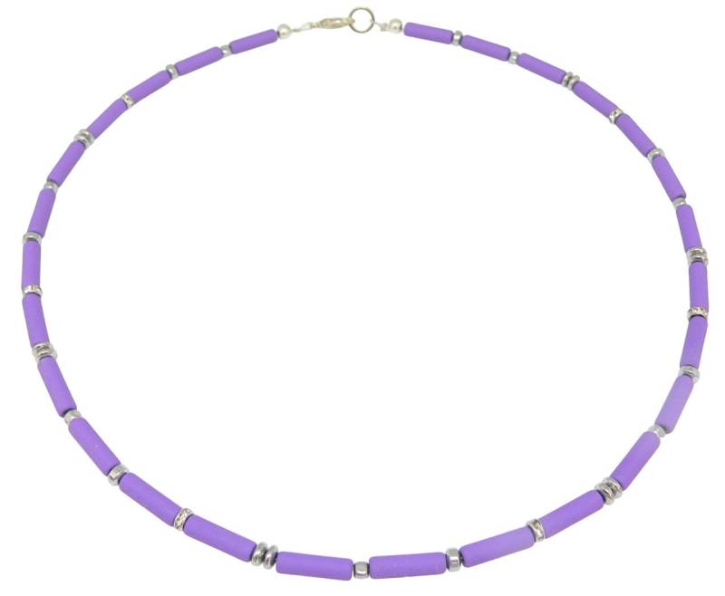 traumschmuck Collier 034. Halskette Collier Walzen 4mm Hämatit matt lila Elemente silber (incl. Schmuckbox), handgefertigt, Made in Germany von traumschmuck