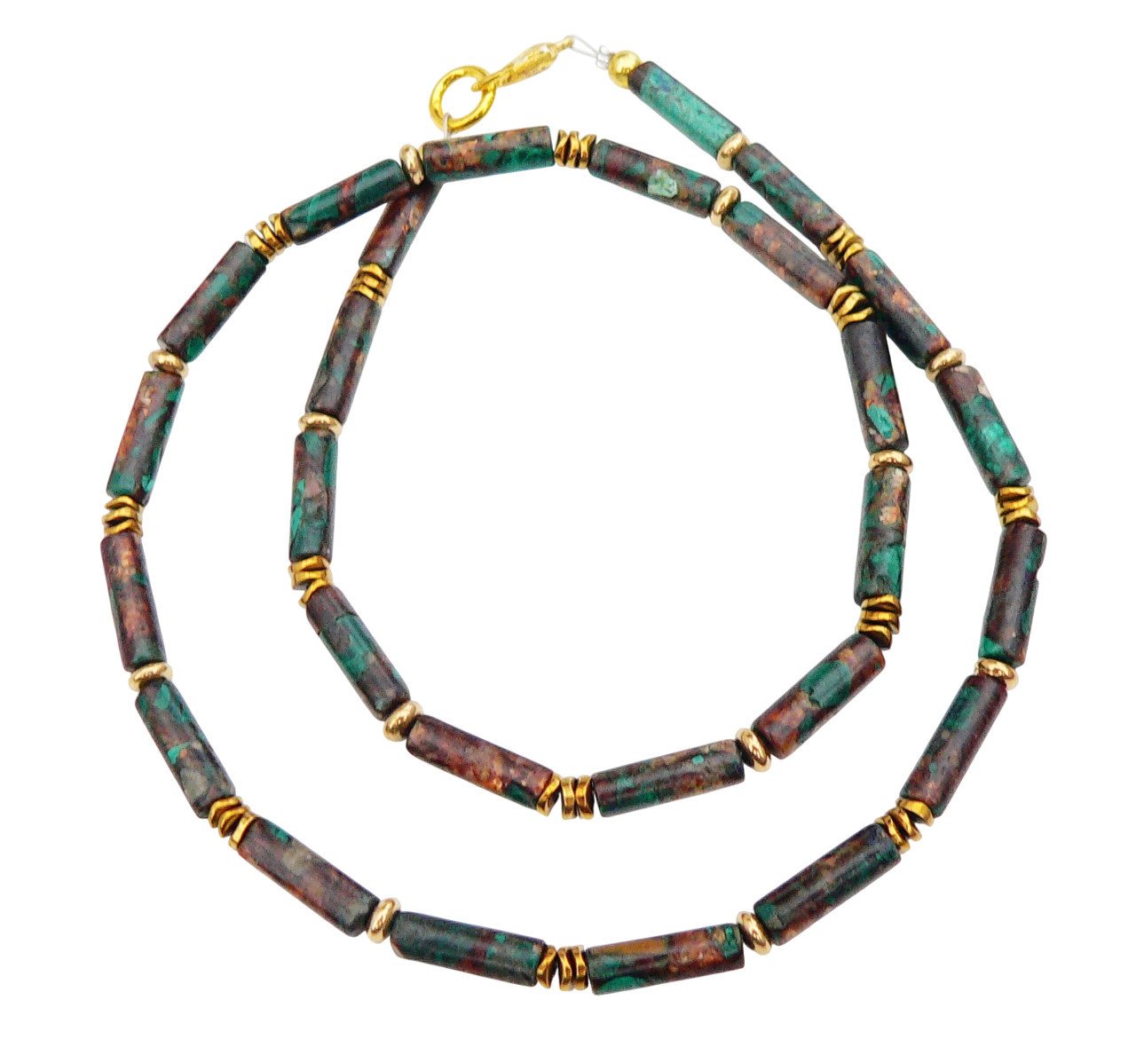 traumschmuck Collier 041z Collier Malachit und natürlicher Bronzit grün bronze (inkl Schmuckbox), hnadgefertigt, Made in Germany von traumschmuck