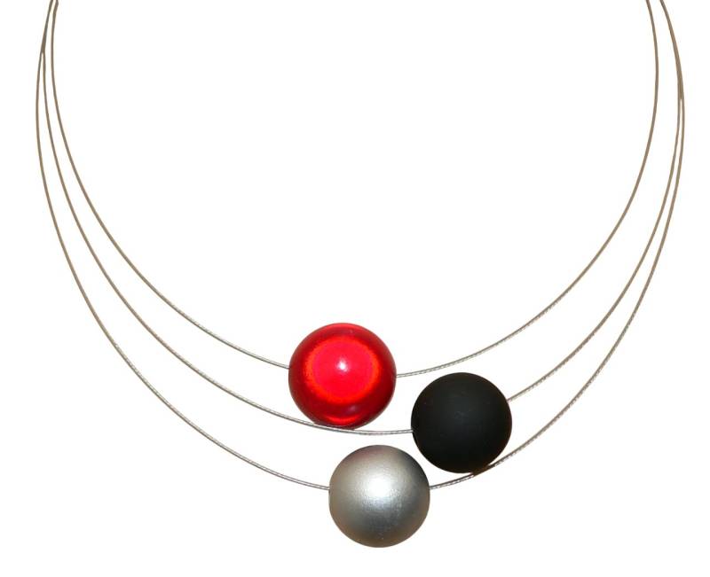 traumschmuck Collier 154 3 reihiges Collier Halskette Perlen Miracle Perle Rot glänzend (incl. Schmuckbox), handgefertigt, Made in Germany von traumschmuck