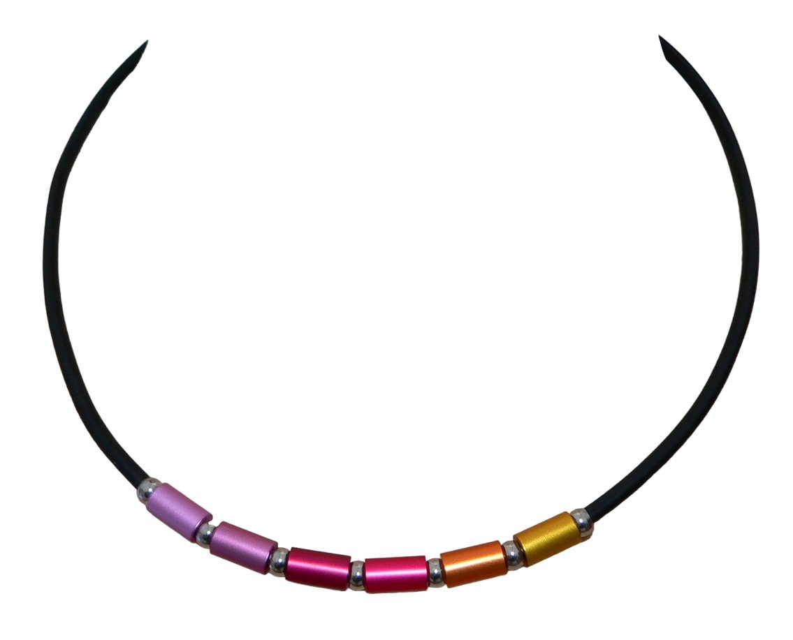 traumschmuck Collier 209q Halskette Collier Walzen Aluminium multicolor (incl. Schmuckbox), handgefertigt, Made in Germany von traumschmuck