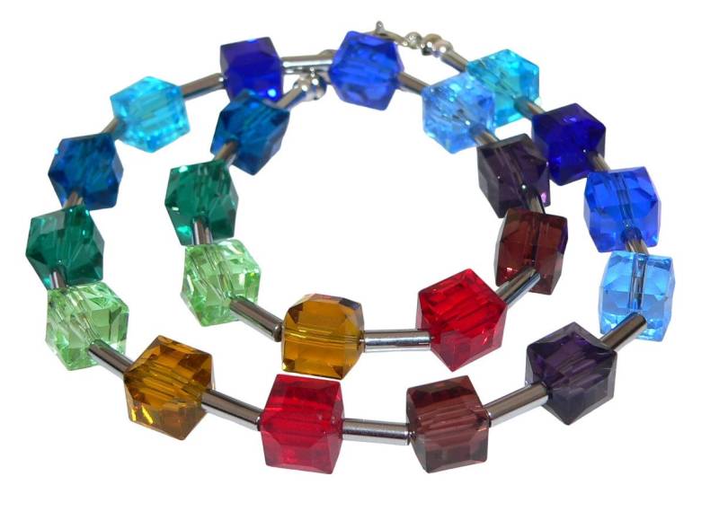 traumschmuck Collier 211. Statement Collier, Kristallglas, Hämatit silber, bunt (incl. Schmuckbox), handgefertigt, Made in Germany von traumschmuck