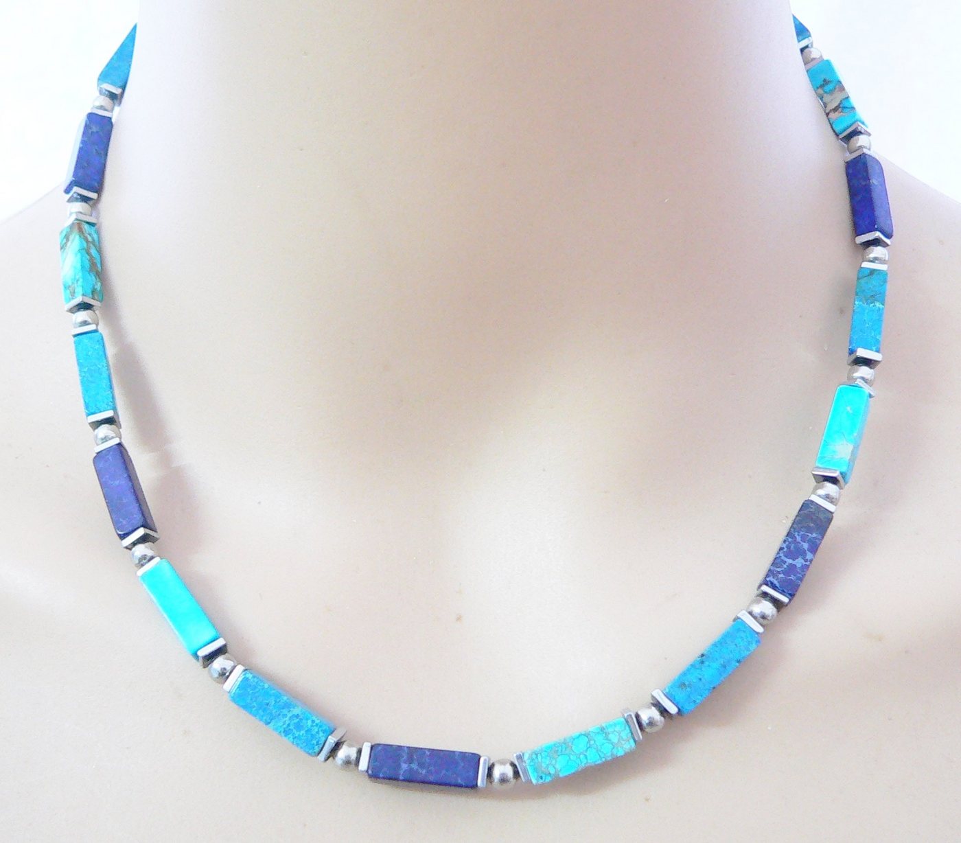 traumschmuck Collier 226nn Collier Schmuck-Edelstein Jaspis blau petrol türkis (Geschenk, Muttertag, Weihnachten, Geburtstag, Valentinstag, inkl Schmuckbox), Made in Germany von traumschmuck