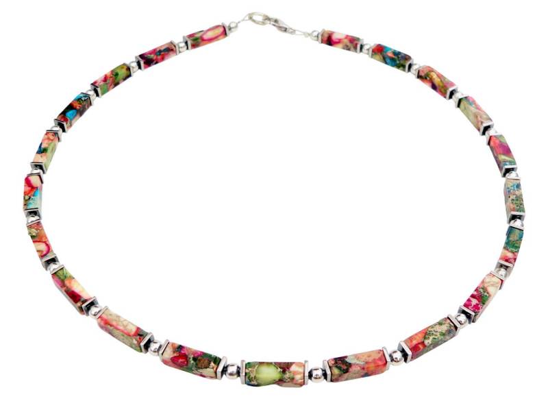 traumschmuck Collier 226p Collier Edelstein natürlich Jaspis mehrfarbig Edelstahl (inkl Schmuckbox), handgefertigt, Made in Germany von traumschmuck