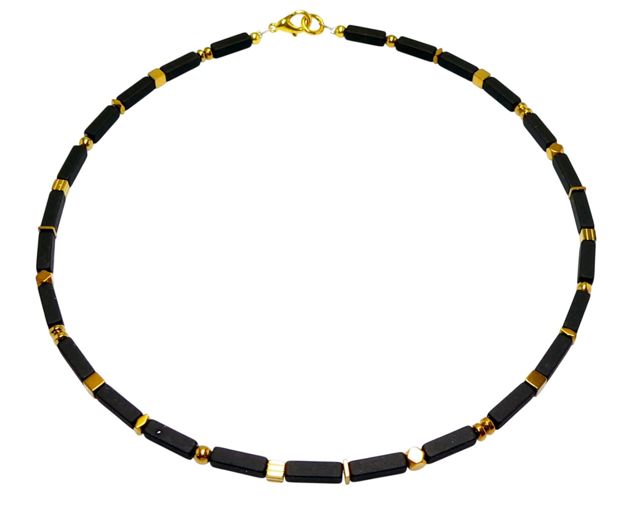 traumschmuck Collier 227a Halskette Collier Schmuck-Edelstein Rechteck Hämatit schwarz (incl. Schmuckbox), handgefertigt, Made in Germany von traumschmuck