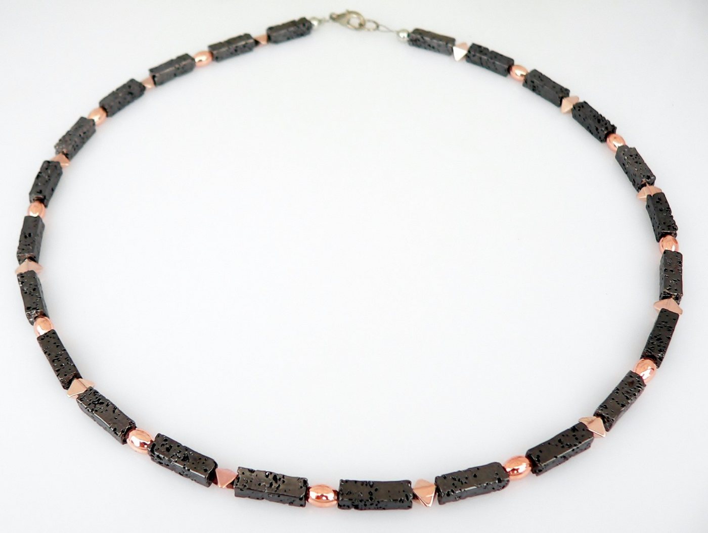 traumschmuck Collier 227h Halskette Edelstein Rechteck Lava schwarz rosegold (Geschenk, Muttertag, Weihnachten, Geburtstag, Valentinstag, incl. Schmuckbox), handgefertigt, Made in Germany von traumschmuck