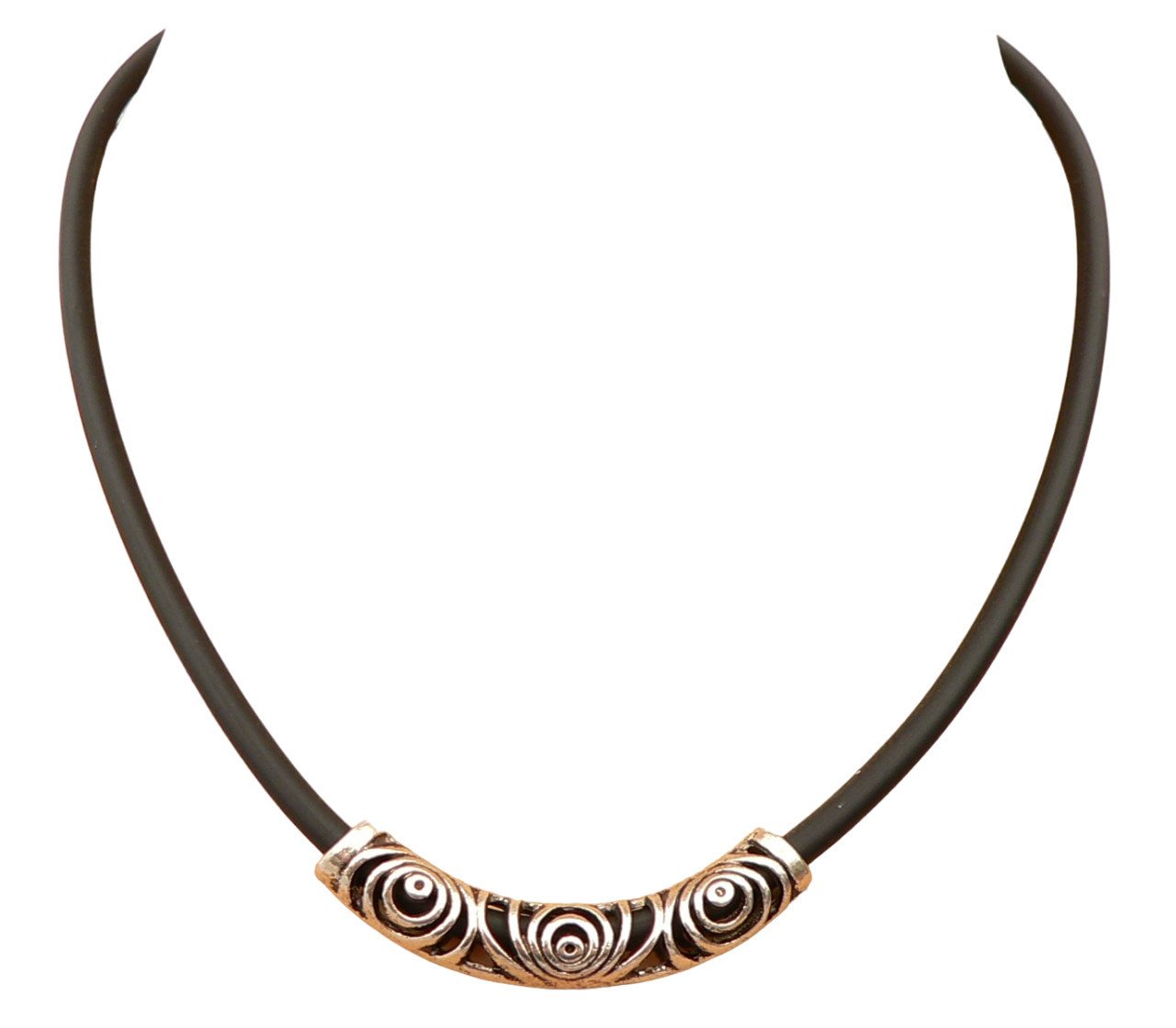traumschmuck Collier 389i Halskette, Kautschuk schwarz, Frontelement Metall Antik Silber, (incl. Schmuckbox), handgefertigt, Made in Germany von traumschmuck