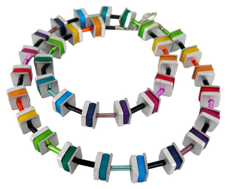 traumschmuck Collier 501o1 Collier Aluminium Polaris Quadrate bunt mehrfarbig, handgefertigt, Made in Germany von traumschmuck