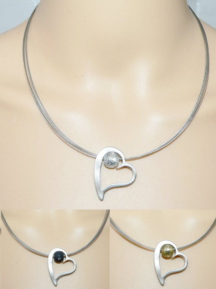 traumschmuck Halsreif 902 a/b 7 reihiger Halsreif mit rhodiniertem Anhänger, (incl. Schmuckbox), handgefertigt, Made in Germany von traumschmuck