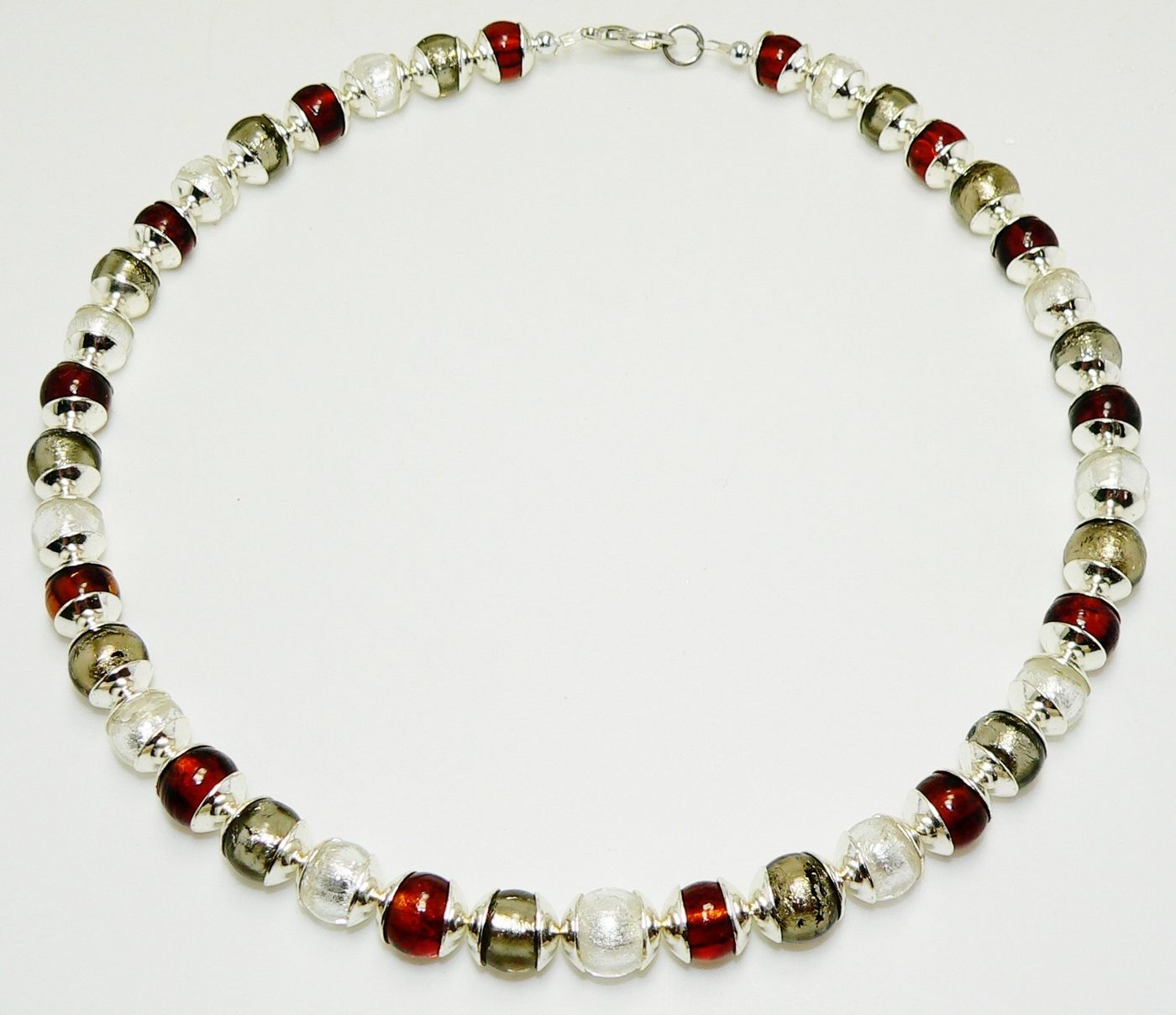 traumschmuck Kette ohne Anhänger 208jj Halskette Glas Lampwork Silberfolie Edelstahl Kappen (Geschenk, Muttertag, Weihnachten, Geburtstag, Valentinstag, incl. Schmuckbox), handgefertigt, Made in Germany von traumschmuck