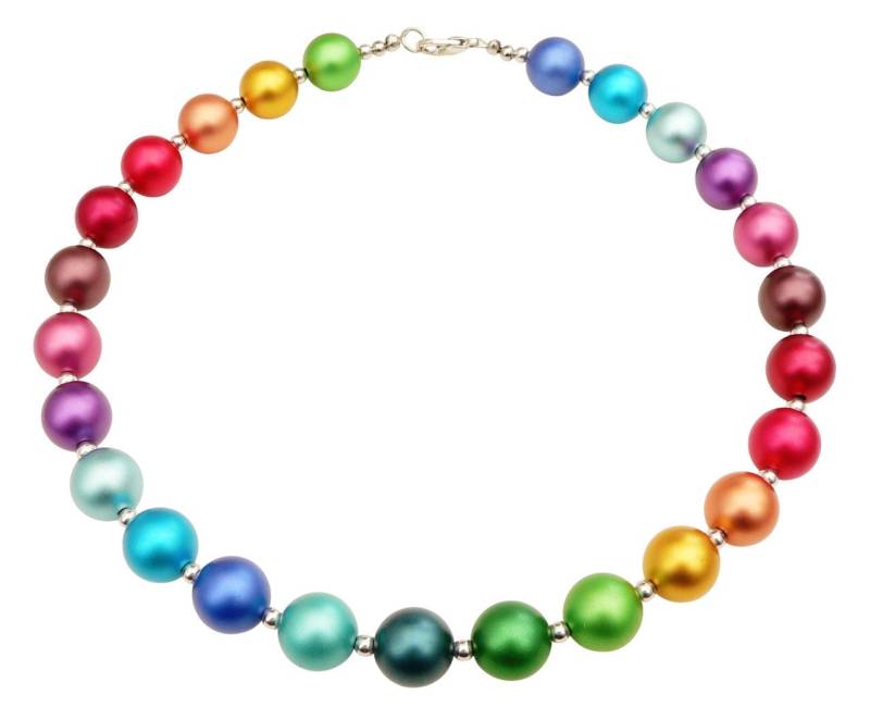 traumschmuck Kette ohne Anhänger 209a Collier Perlen Alu eloxiert 14mmØ multicolor mehrfarbig bunt (incl. Schmuckbox), handgefertigt, made in Germany von traumschmuck