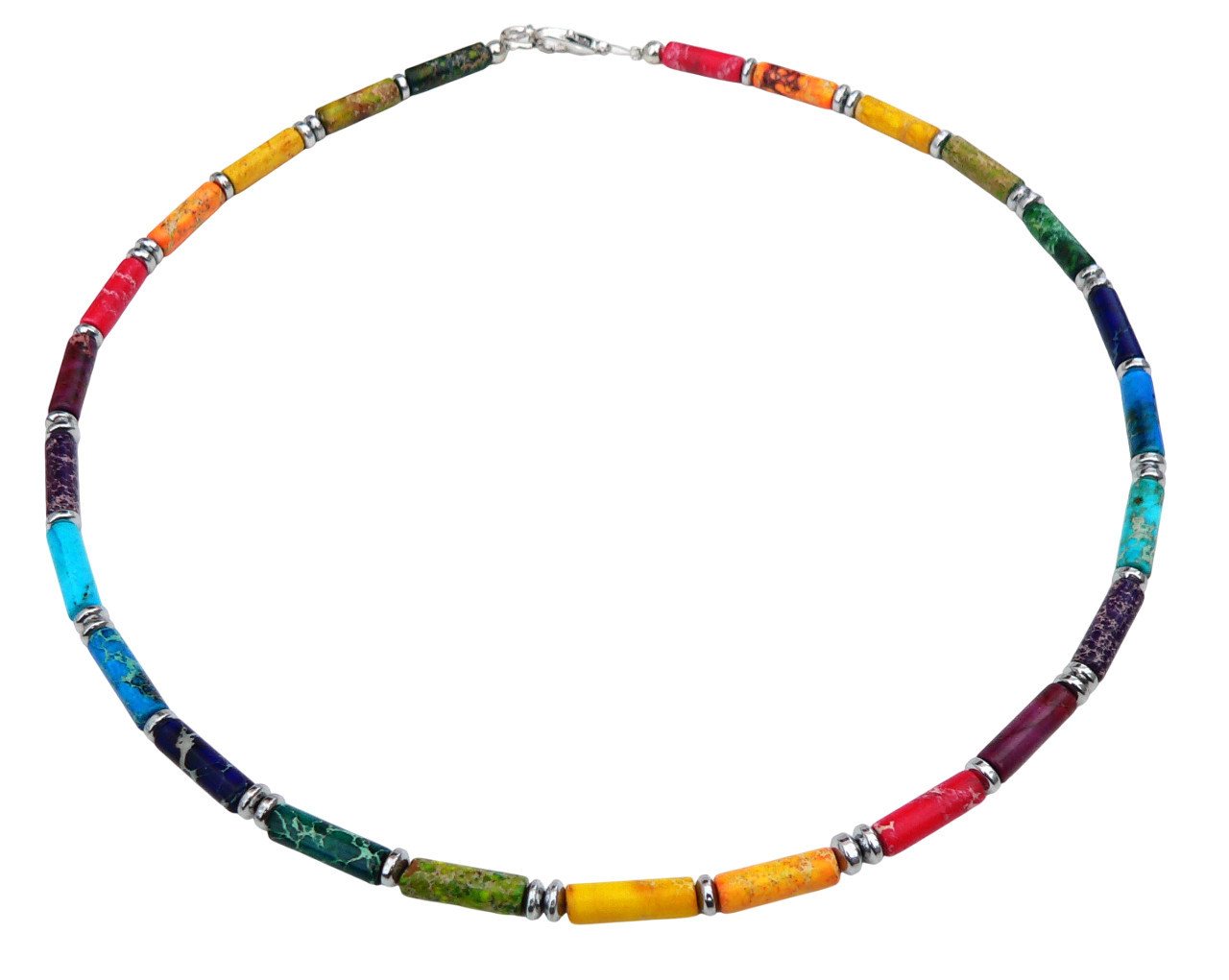 traumschmuck Kette ohne Anhänger 219d Halskette Edelstein Impression Jaspis bunt multicolor (inkl Schmuckbox), handgefertigt, Made in Germany von traumschmuck