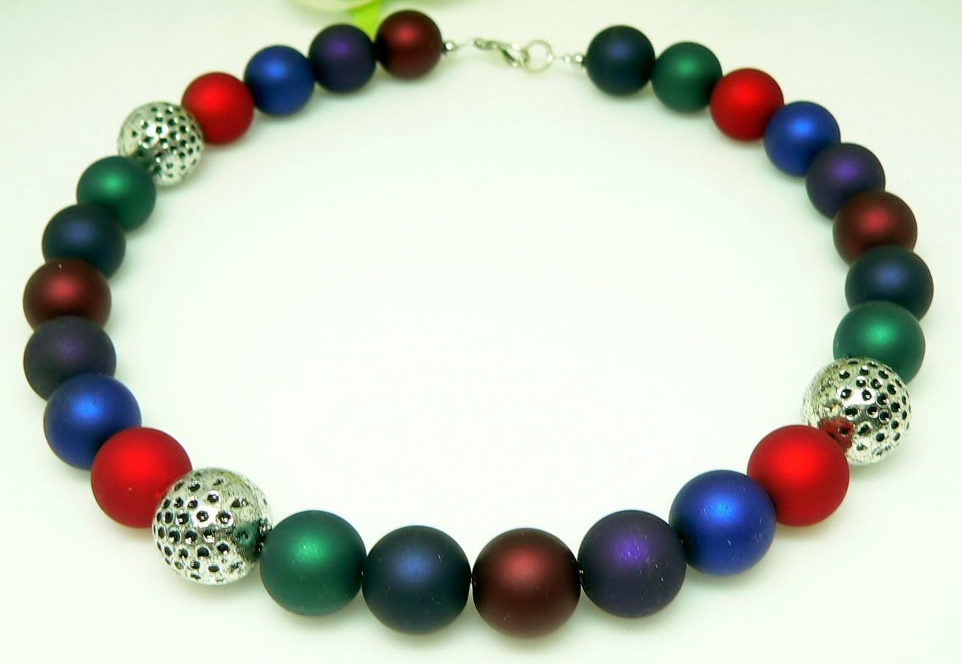 traumschmuck Kette ohne Anhänger 247z Halskette Perlenkette Perlenmix blau grün lila rot (Geschenk, Muttertag, Weihnachten, Geburtstag, Valentinstag, incl. Schmuckbox), handgefertigt, Made in Germany von traumschmuck