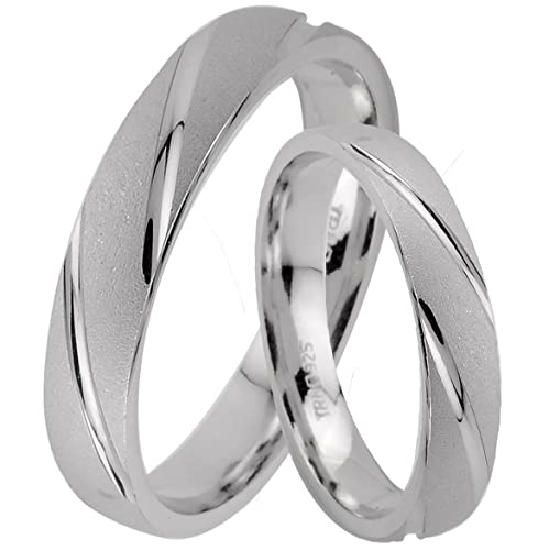trauringe123 - GRAVUR GRATIS, Hochzeitsringe Verlobungsringe Trauringe Eheringe Partnerringe Ohne Stein Trauringe aus Silber, 925 `er Sterlingssilber, Diamant, (1 Paar) - J39x von trauringe123