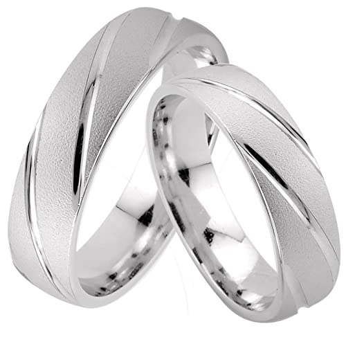 trauringe123 - GRAVUR GRATIS, Hochzeitsringe Verlobungsringe Trauringe Eheringe Partnerringe Ohne Stein Trauringe aus Silber, 925 `er Sterlingssilber, Diamant, (1 Paar) - J64x von trauringe123