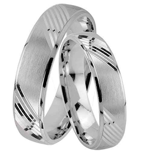 trauringe123 - GRAVUR GRATIS, Hochzeitsringe Verlobungsringe Trauringe Eheringe Partnerringe Ohne Stein Trauringe aus Silber, 925 `er Sterlingssilber, Diamant, (1 Paar) - J26x von trauringe123