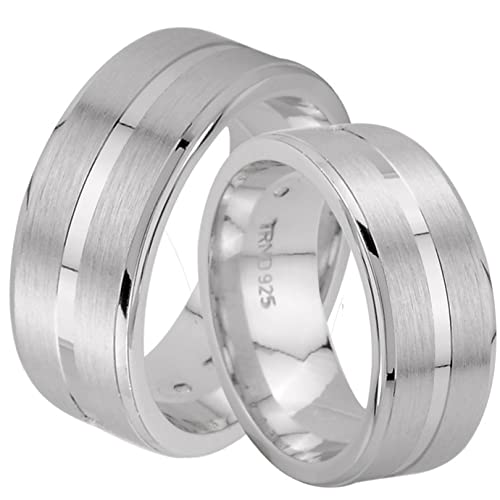 trauringe123 - Hochzeitsringe Verlobungsringe Trauringe Eheringe Partnerringe Ohne Stein Trauringe aus Silber, 925 `er Sterlingssilber, Diamant, GRAVUR GRATIS, (1 Paar) - J17x von trauringe123