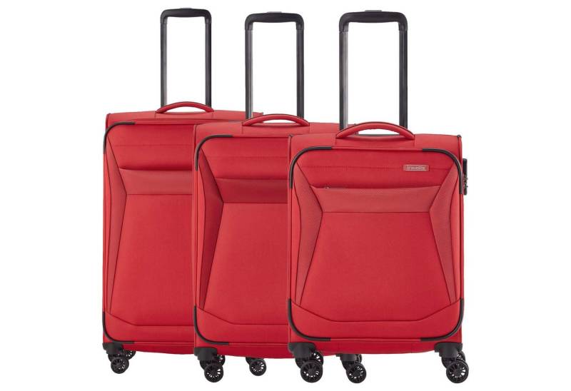 travelite Kofferset Chios - 4-Rollen-Trolley Set 3tlg. (rot), 4 Rollen Rollen von travelite