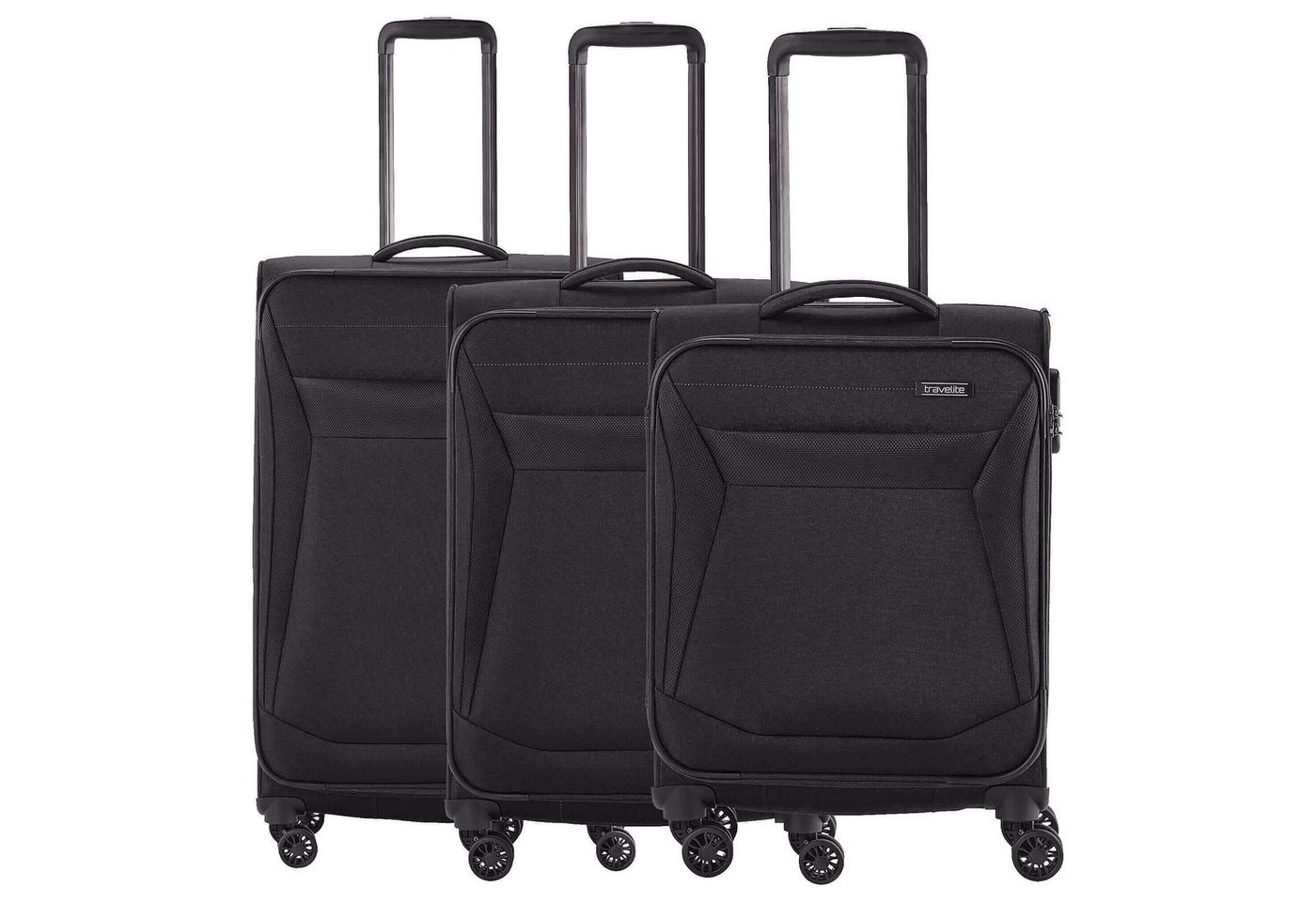 travelite Kofferset Chios - 4-Rollen-Trolley Set 3tlg. (schwarz), 4 Rollen Rollen von travelite