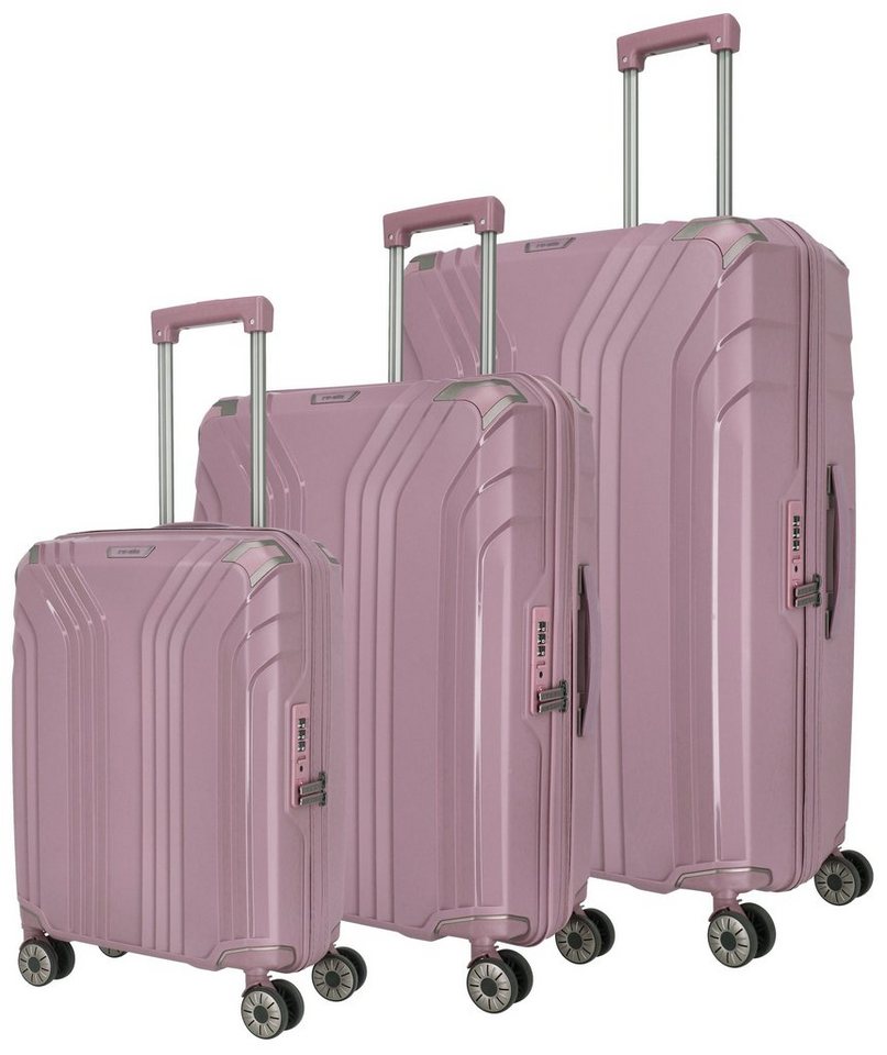 travelite Trolleyset ELVAA S/M/L, 4 Rollen, (3 tlg), Kofferset Reisegepäck Reisekoffer Hartschalenkoffer TSA Schloss von travelite
