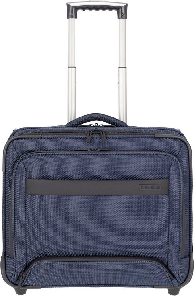 travelite Weichgepäck-Trolley Meet, 48 cm, marine, 2 Rollen, Handgepäck-Koffer mit 15,6-Zoll Laptopfach und Trolley-Aufsteck-System von travelite